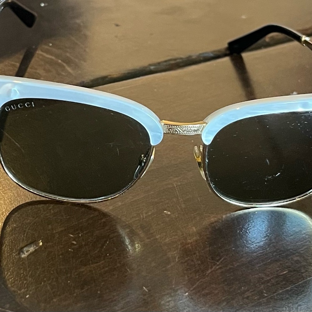 Gucci Pearl White with Gold Women's Sunglasses made In Italy. Fair condition.